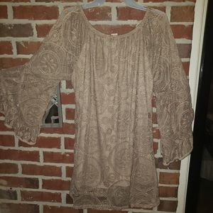 L/XL Full lace taupe tunic dress